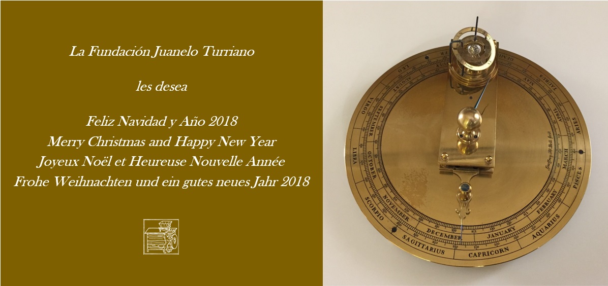 Fundación Juanelo Turriano wishes you a merry Christmas and a happy 2018