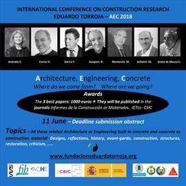 International Conference on Construction Research Eduardo Torroja AEC 2018. Submission of communications